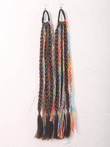 1pc Multi-Strand Braided Synthetic Ponytail Hair Extension With Elastic Hair Band, Long Square Braid Dreadlock Ponytail Hair Piece, Children's Holiday Party Costume Hair Accessory - Multicolor - View 10