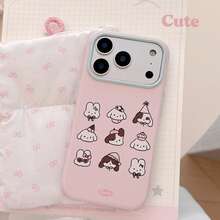 Casing Ponsel Minimalis Motif Anak Anjing Colorblock Kompatibel dengan Apple 18 Pro Max, New 17 Pro/15 Pro Max, Pelindung Anti Jatuh dan Tahan Guncangan untuk 16 Pro - Berwarna merah muda - View 1