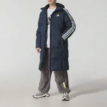 Adidas 3S L DOWN JKT Men's Long Hooded Down Jacket Blue - Blue - View 2