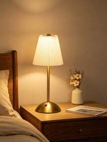 1PC Fabric Metal LED Desk Lamp, USB Rechargeable Table Lamp, Minimalist Design, Fabric Lampshade, Suitable For Bedroom Lighting, Retro Style Restaurant Decor Atmosphere Table Lamp, Bedroom Bedside Lamp, Bedside Lighting, Atmosphere Lighting, Modern Lighting, Minimalist Design, Touch Switch, Metal Base Lamp Body, Adjustable Brightness, Decorative Lamp Night Light - Multicolor - View 2