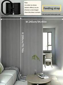 Household Foldable Door Curtain, No-Drill Installation, Privacy Dust-Proof Partition Curtain, Suitable For Bedroom, Kitchen And Bathroom. Thickened Blackout Wind-Proof, Simple Fabric Design, Suitable For All Seasons. - ML - View 23