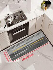 1 Pc Gray Paired With Gold Lines Pattern Kitchen Mat, 3.5 Mm Soft Rubber That Absorbs Water And Is Easy To Clean. Suitable For Corridors, Bathrooms, Living Rooms, Outdoor Door Mats, And Toilets. Useable Throughout The Year And For Various Holidays. - Multicolor - View 14