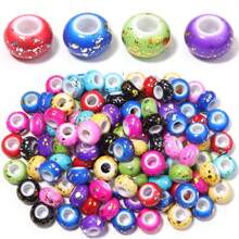 20pcs/Pack Solid Color Gold Splatter Spotted Large Hole Beads DIY Handmade Fashion Bracelet Necklace Bag Charm Making Flat Round Beads - Multicolor - View 10