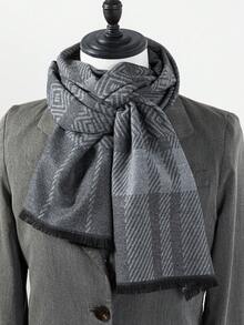 1pc Men's Water Ripple Pattern Office Street Casual Polyester (Polyester) Scarf Neck Warmer Autumn/Winter Warm Versatile Faux Cashmere Scarf For Suit And Coat - Multicolor - View 12