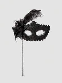 MortiRose قناع يدوي نصف الوجه للنساء، مزين بأحجار الراين الملونة وريش النعام الاصطناعي مع زهرة جانبية، غامض ومثير لحفلات التنكر - متعدد الألوان - مشاهدة 13