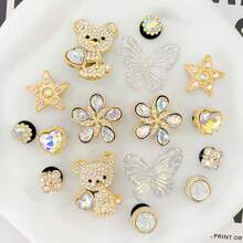 16pcs Gold Bear & Butterfly DIY Shoe Decor, Casual ABS Plastic (ABS Resin) Animal Home Decor For All Seasons - Gold - View 4