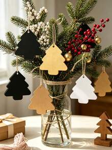 50pcs Christmas Tags Christmas Tree Shaped Cards Suitable For Christmas Tree Hanging Gift Packaging Tags Cards Theme Party Holiday Celebration Gift Giving Birthday Party Graduation Ceremony - multicolor - View 5