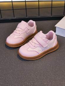 Giày sneaker thường ngày cho bé gái mùa xuân/thu, thêu nơ, quai dán dễ xỏ, mũi tròn bảo vệ ngón chân, da bò, đế mềm chống trượt, cho bé tập đi, mầm non, đi học và dùng hàng ngày đa năng - Hồng - Xem 2