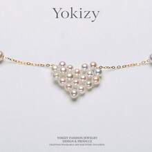 Yokizy Freshwater Pearl Heart Necklace S925 Silver 3-4mm High Luster Handmade Woven Daily Date Women Gift Style - Multicolor - View 4