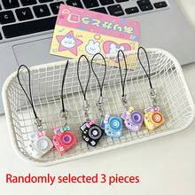 3pcs Cartoon Mini Macaron Phone Charm Keychain Camera Accessory, Girly Style Bag Pendant Decor - Multicolor - View 6