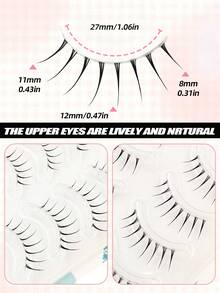Sibeuna 5 Pairs Japanese Anime Style Transparent Stem Cartoon Eyelashes, Natural And Soft, Suitable For Beginners, Applicable For Daily/Party/Dance/Date/Travel/Multiple Occasions, Holiday Gift For Family, Girlfriend And Friends - Black - View 6