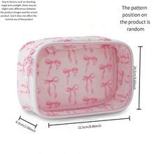 Pink Bow Print Clear Window Storage Pouch, Zipper Portable Nursery Organizer Bag, Waterproof Lightweight Case For Baby Garments & Small Supplies - Multicolor - View 5