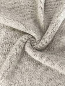 Women's Autumn/Winter Round Neck Solid Color Single-Breasted Fuzzy Warm Loose Casual Knit Cardigan, Daily Street Commute Date Outfit Top - Silver - View 8
