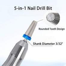 1PC Tungsten Steel Nail File Drill Bit, 5-In-1 For Quickly Removing Nail Gel And Cuticles. - Multicolor - View 2