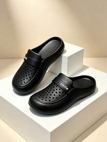 Closed Toe Clogs, Clogs, Closed Toe Slippers, Black Slippers, Black Clogs, Thick Sole Hollow Out Clogs, Women's Clogs, Women's Sandals - Black - View 1