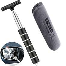 Retractable Car Side Mirror Wiper Set With Microfiber Cleaning Cloth - Extendable Rearview Mirror & Glass Wiper, Portable Cleaning Tool For Car Interior/Exterior In Rain & Fog - A - View 2