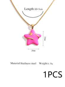 1 buah Kalung Bintang Enamel Dekorasi Musim Gugur Stainless Steel 304 Wanita, Liontin Bintang Warna-warni Lucu, Rantai Ular, Gaya Musim Gugur, Rantai Ular Manis & Keren Estetik - kalung - View 6