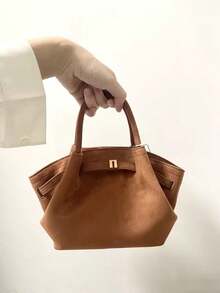 JP Dumpling Bag 女款 JH30692 Hana 小號新款手提包 肩背斜挎托特包 多用途 通勤上班 出行購物約會 小錢包 輕量耐用 麂皮 高顏值 百搭 - 摩卡棕 - 查看 8