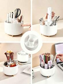 Cosmetic Perfume Storage Box, 360-Degree Rotating Lazy Dresser Storage Cosmetic Water Display Box Large Round Tray, Suitable For Jewelry. Rotating Drawer Desktop Organizer Plastic 5 Compartments, Partitioned Makeup Box, Cosmetics And Toiletries, Used For Organizing Cosmetics, Perfect Gift For Birthday, Halloween, Ramadan, Christmas - Multicolor - View 2