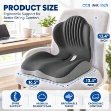 Shell-Shaped Ergonomic Integrated Back Cushion, Soft And Comfortable Chair Seat Pad, Suitable For Office Chairs, Car Seats And Home Use, Support Design Suitable For People Who Sit For Long Periods, Perfect Choice For Home Decor, Gifts For Family And Friends - Shell-shaped Integrated Back Cushion - View 4
