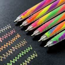 3Pcs Random Color Rainbow Gradient Glitter Gel Pens, 1.2mm Tip Shimmer Ink Writing Drawing Pens, Journaling DIY Art School Stationery - Multicolor - View 4