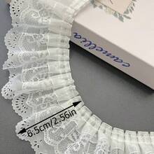 White Hollow Eye Floral Wave Edge Ruffle Lace Trim Double Layer Pleated Ruffle Mesh Lace Ribbon, Multiple Lengths Available, Soft And Breathable, Suitable For Handmade Sewing Craft Fabric Decoration - Multiple Styles - View 4
