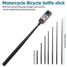 VeFly Super Clamp Motorcycle Bike Mount Extension Pole Selfie Stick Double Side Clip For Insta360 X2 X3 X4 X5 Monopod Handlebar Action Camera Accessories - View 3