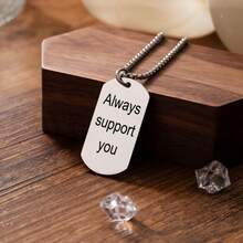 Personalized Custom Photo And Text (Back) Square Pearl Necklace, Waterproof Stainless Steel Jewelry, Men's Party Holiday Daily Versatile Accessory, Perfect Birthday Father's Day Christmas Valentine's Day Anniversary Gift For Him - Multicolor - View 7