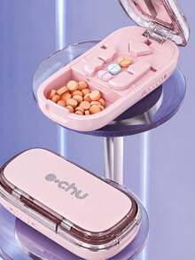 Portable Precise Pill Cutter, Can Cut Tiny Pills Evenly Into Half, One-Third And One-Fourth, Travel Pill Box, 4 Colors Available: Pink, Green, Black, Cream White - Multicolor - View 4