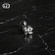 1 Buah Anting-anting CZ Berkilau Bentuk Salib Marquise Bunga Jahat ASTM Titanium Padat Ulir Internal Bertatahkan Gugus Zirkonia Datar untuk Bibir Hidung Tragus Tulang Rawan - 1 tindik bibir titanium - View 17