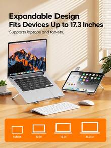 Adjustable Laptop Stand - 10-Level Ergonomic Height & Angle Lift Stand, Foldable Portable Stand, Compatible With MacBook Pro/Air, Pro, Surface, HP (10-15.6 Inch Laptops And Tablets) - View 11