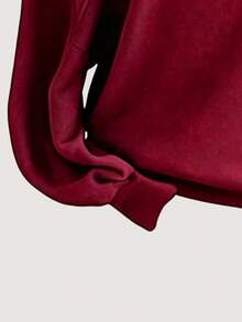 Youth Girl Letter Pattern Embroidered Half-Zip Stand Collar Sweatshirt And Pants - Red - View 3