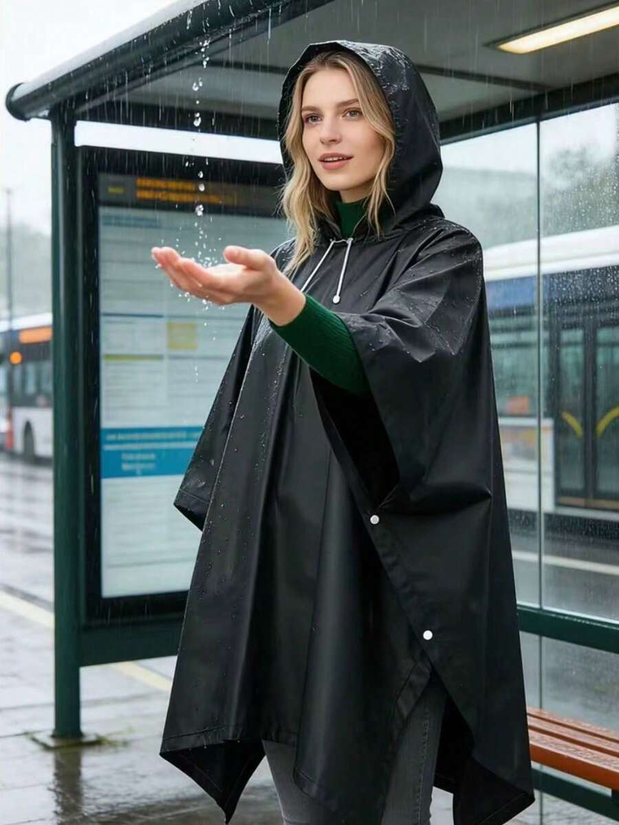 EVA Hooded Rain Poncho - Lightweight Reusable Rain Gear For Women; Suitable For Outdoor Hiking, Travel And Camping; Portable Emergency Rain Protection Equipment, Keep You Dry - Multicolor - View 1