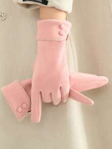 Women's Winter Touchscreen Gloves, Warm Thick Lining Full Finger Gloves With Button Cuffs, Elegant Cold Weather Hand Accessory, Suitable For Driving, Commuting, Office, Shopping And Outdoor Daily Wear, Autumn/Winter Fashion Accessory, Christmas Gift - Multicolor - View 15
