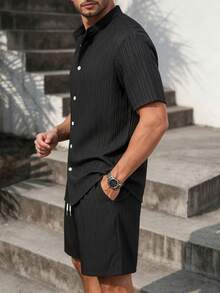 Impala Men Shirt Co-Ords - Black - View 4