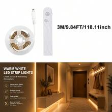 Motion Sensor LED Strip Lights, Warm White / Cool White Optional, Self-Adhesive Cuttable, USB & AAA Battery Powered(Batteries Not Included), Under Cabinet Closet Bedside Night Light - 2835 CT - View 18
