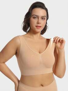 1pc Women's Plus Size Non-Wired Sexy Push-Up Backless Comfortable Bra[Size Runs Small, Please Order One Size Up] - Apricot - View 1