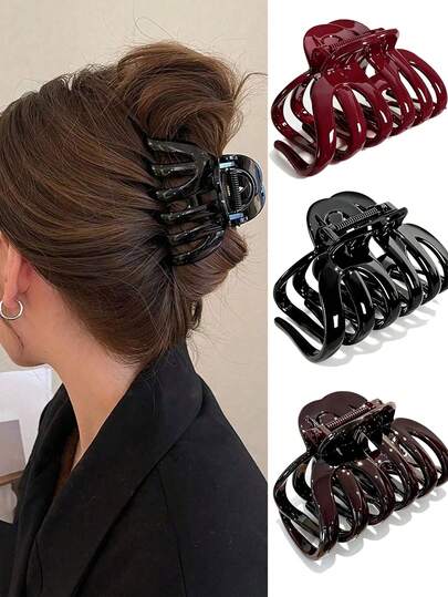 Large Capacity Vintage Style Pumpkin Shaped Hair Claw Clip, Highly Attractive Women's Hair Accessory, Suitable For Thick Hair And Back-Of-Head Updo