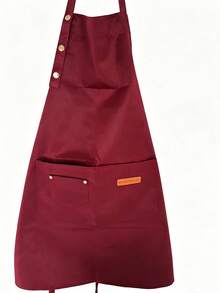 [2026 New Fashion Durable Canvas Apron] Home Kitchen Cooking Breathable Workwear Simple Halter Neck Water-Resistant Apron Double Shoulder Strap Painting Stylish Home Canvas Work Apron For Women - Multicolor - View 13