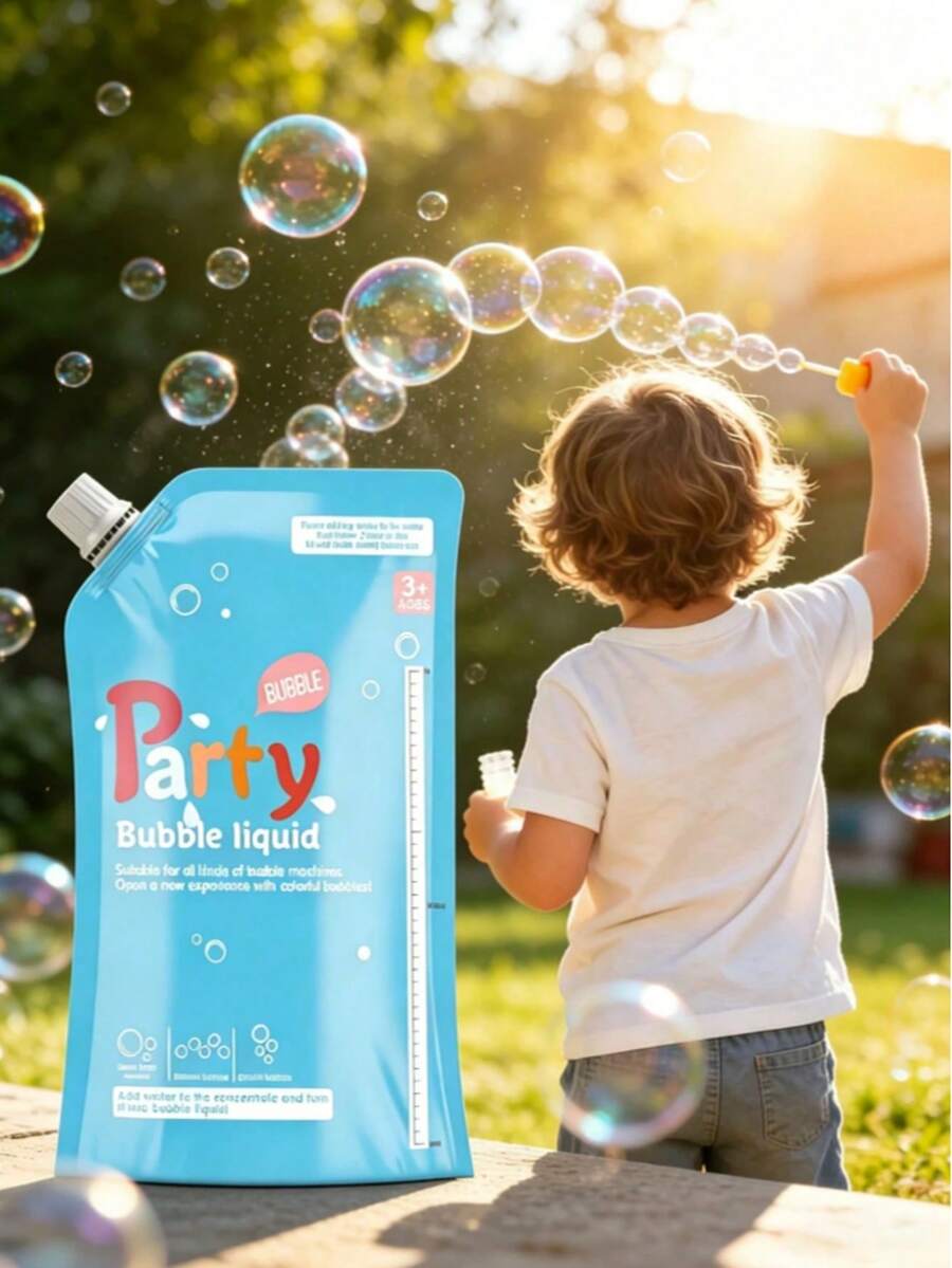1000ml Capacity Bubble Liquid Bag, Containing 100ml Concentrated Bubble Liquid, Bubble Water For Children's Bubble Machine Parent-Child Games, Suitable For Children Over 3 Years Old - Multicolor - View 1