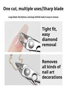 Upgraded Cream White Metal Heavy Duty Nail Rhinestone Remover, Diamond Decoration Scissor Rhinestone Remover, Diamond Decoration Scissor... With Card Packaging, Professional Salon Nail Tools - Multicolor - View 3