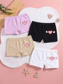 6pcs Girls Cute Heart Print Seamless Panties, Mid-Waist Comfortable Boxer Briefs, Suitable For Back To School Daily Basic Wear - Multicolor - View 4