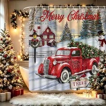 1pc/4pcs Christmas Snowman Shower Curtain Set: 4-Piece Bathroom Decor With Rug, Toilet Lid Cover And Mat, Suitable For Holiday Celebration - A - View 9