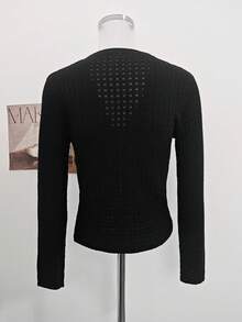 Sexy Style Design Tie-Up Deep V-Neck Long Sleeve Cardigan Women's Autumn Loose Versatile Outerwear Top - Black - View 7