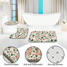 1pc/4pcs Cartoon Santa Claus Head Pattern Multi-Functional Bathroom Decor Shower Curtain Set, Free 12 Hooks, Premium Holiday Atmosphere, Bathroom Mat, U-Shaped Floor Mat And Round Toilet Lid Cover, Suitable For All Scenes Decoration, Bathroom Set - Cartoon Santa Claus Head - View 6