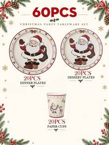 10/20pcs Christmas Disposable Paper Tableware Set (Includes 7" And 9" Plates, Cups, Napkins, Straws), Featuring Vintage Santa Claus, Reindeer, Gingerbread Man, Holly And Candy Cane Holiday Gift Patterns, Suitable For Christmas Parties, Holiday Dinners, Winter Celebrations And Festive Table Decor - Multicolor 4 - View 16