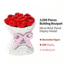 3500PCS Small Particle Rose Flower Building Blocks, Holiday Gift For Friends And Family, Rose Flower Model, 1 Set Rose Bouquet Building Blocks Toy, Puzzle, 3D Toy, Valentine's Day Style, High Difficulty Adult DIY Toy, Suitable For Gifts, Indoor Decor, Decoration - Multicolor - View 9