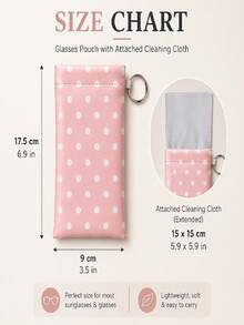 1pc PU Leather Cute Polka Dot Portable Spring Hinge Glasses Case, Auto-Closing Design, With Hook And Built-In Cleaning Cloth, Portable Glasses Protection Storage Bag - Multicolor - View 9