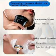 Men's Manual Shaving Razor With 6 Blade Design, Anti-Slip Handle, Replaceable Razor Heads, Portable Manual Razor For Daily Home And Travel Grooming - Multicolor - View 10