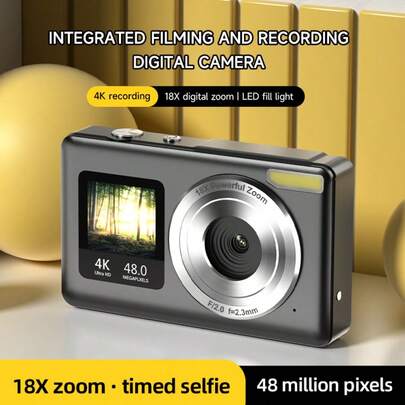Cámara digital barata con zoom de píxeles ultra claro, cámaras frontal y trasera, carga USB, carcasa de ABS, adecuada para adolescentes y adultos, se puede usar como regalo de vacaciones